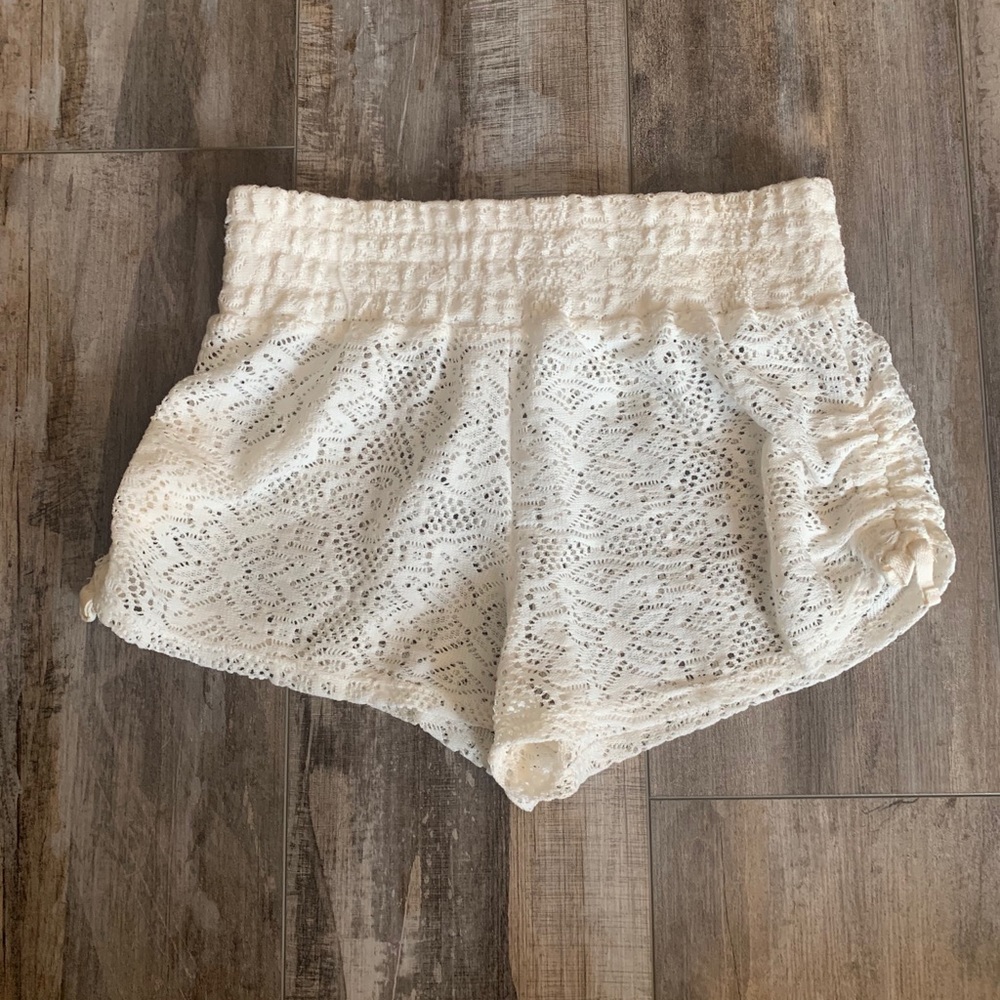 White beach short coverup